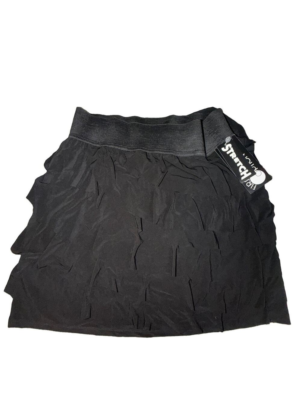 NWT BLACK RUFFLE CLASSY MINI SKIRT SIZE MEDIUM FIRST OPTION (AH3)